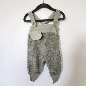 Snug moss green fuzzy overalls sz 12 mo